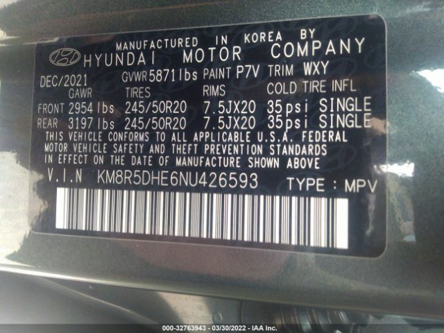 Photo 8 VIN: KM8R5DHE6NU426593 - HYUNDAI PALISADE 