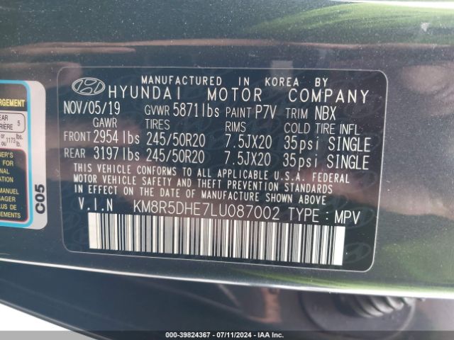 Photo 8 VIN: KM8R5DHE7LU087002 - HYUNDAI PALISADE 