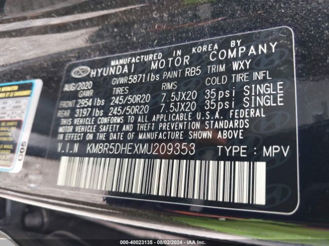 Photo 8 VIN: KM8R5DHEXMU209353 - HYUNDAI PALISADE 