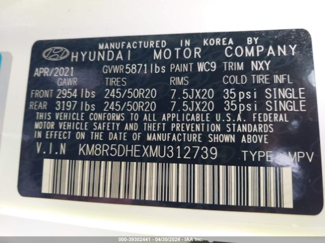 Photo 8 VIN: KM8R5DHEXMU312739 - HYUNDAI PALISADE 