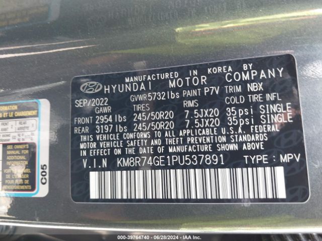 Photo 8 VIN: KM8R74GE1PU537891 - HYUNDAI PALISADE 