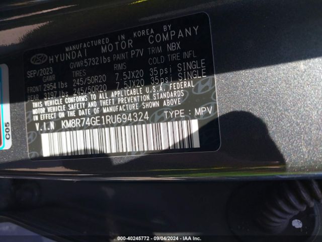 Photo 8 VIN: KM8R74GE1RU694324 - HYUNDAI PALISADE 