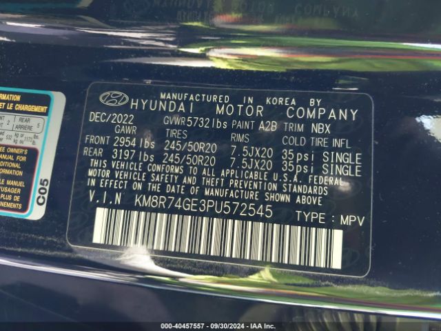 Photo 8 VIN: KM8R74GE3PU572545 - HYUNDAI PALISADE 