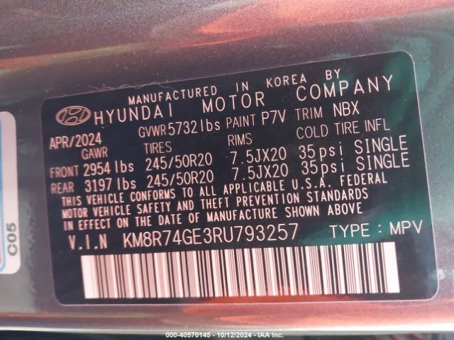 Photo 8 VIN: KM8R74GE3RU793257 - HYUNDAI PALISADE 