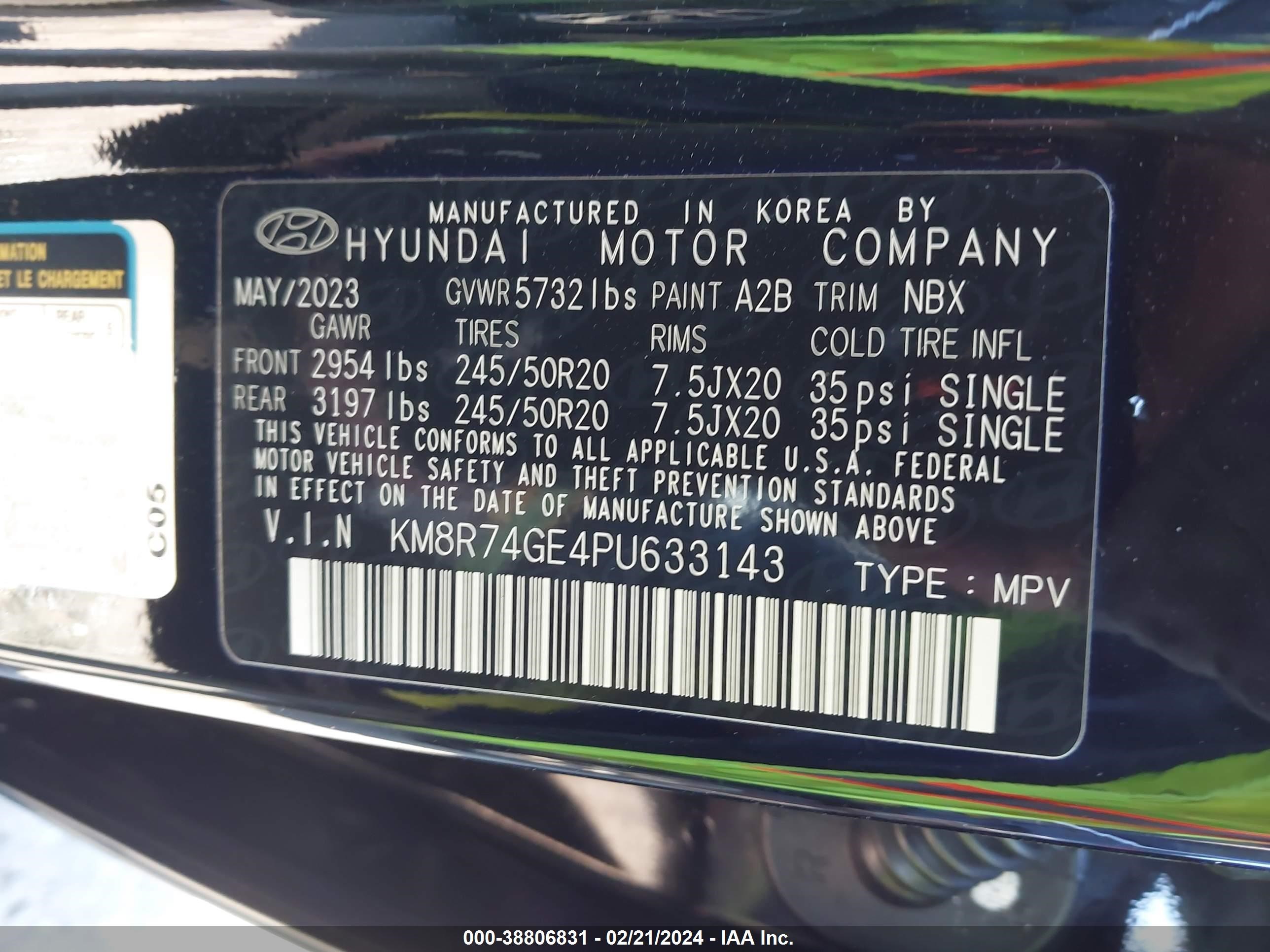 Photo 8 VIN: KM8R74GE4PU633143 - HYUNDAI PALISADE 