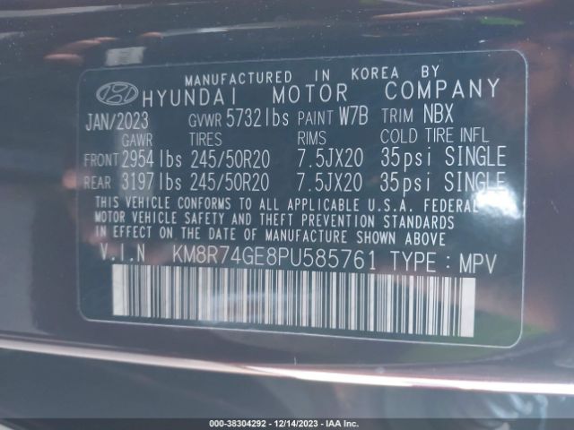 Photo 8 VIN: KM8R74GE8PU585761 - HYUNDAI PALISADE 