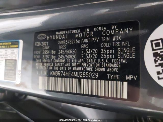 Photo 8 VIN: KM8R74HE4MU285029 - HYUNDAI PALISADE 