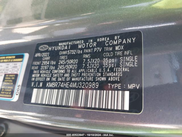 Photo 8 VIN: KM8R74HE4MU320989 - HYUNDAI PALISADE 