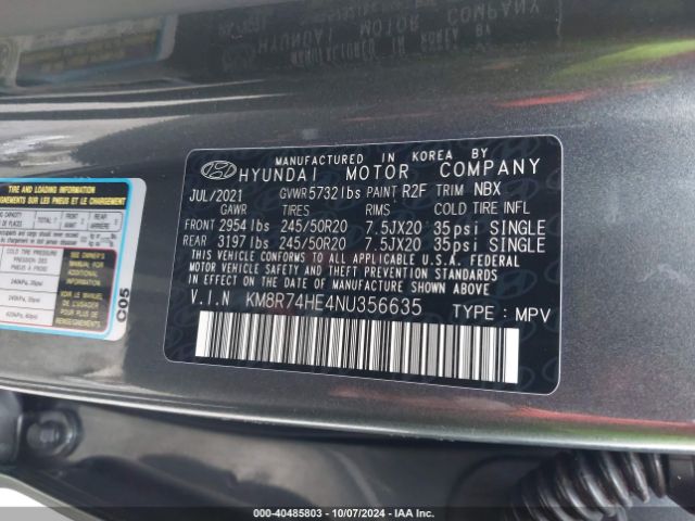 Photo 8 VIN: KM8R74HE4NU356635 - HYUNDAI PALISADE 