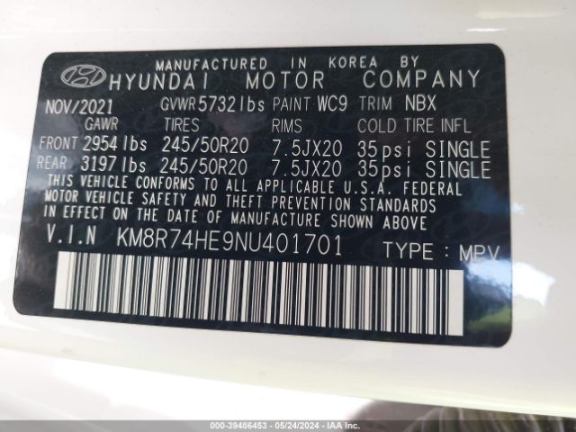 Photo 8 VIN: KM8R74HE9NU401701 - HYUNDAI PALISADE 