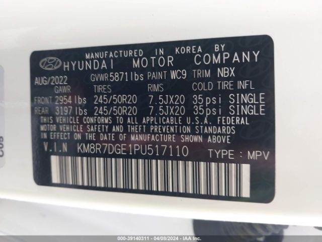 Photo 8 VIN: KM8R7DGE1PU517110 - HYUNDAI PALISADE 