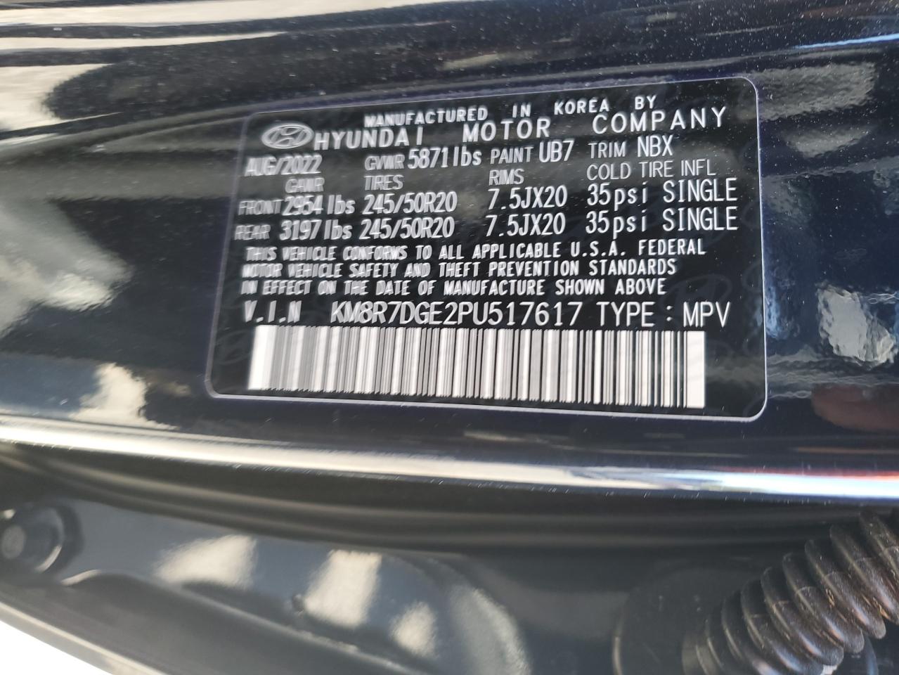 Photo 12 VIN: KM8R7DGE2PU517617 - HYUNDAI PALISADE 