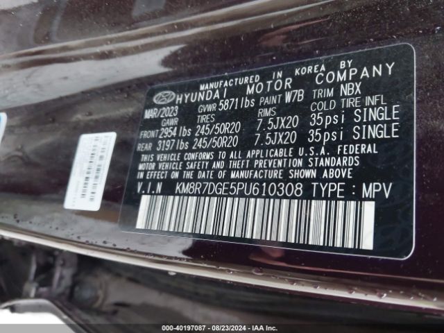 Photo 8 VIN: KM8R7DGE5PU610308 - HYUNDAI PALISADE 