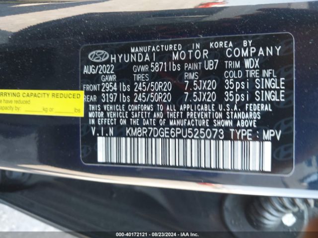 Photo 8 VIN: KM8R7DGE6PU525073 - HYUNDAI PALISADE 