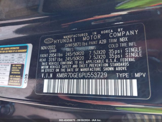 Photo 8 VIN: KM8R7DGE6PU553729 - HYUNDAI PALISADE 