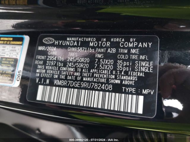 Photo 8 VIN: KM8R7DGE9RU782408 - HYUNDAI PALISADE 