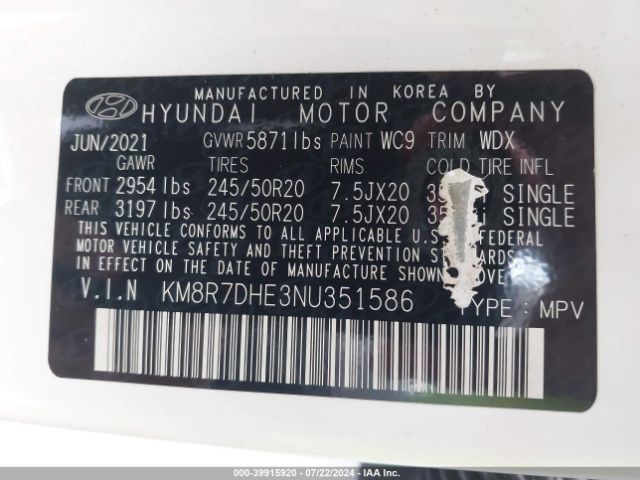 Photo 8 VIN: KM8R7DHE3NU351586 - HYUNDAI PALISADE 