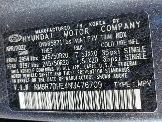 Photo 12 VIN: KM8R7DHE4NU476709 - HYUNDAI PALISADE C 