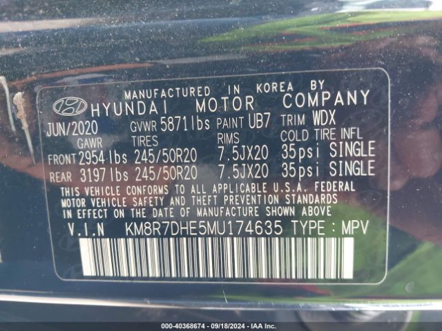 Photo 8 VIN: KM8R7DHE5MU174635 - HYUNDAI PALISADE 