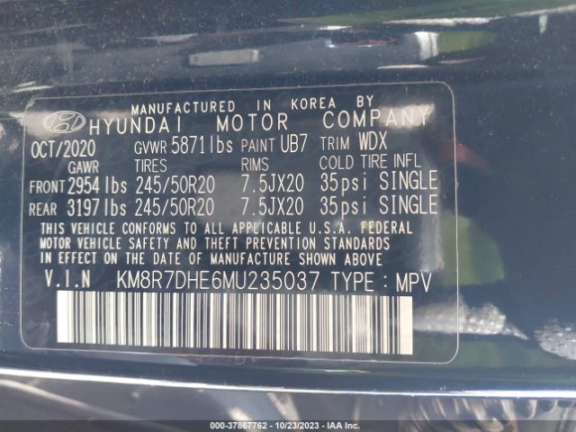 Photo 8 VIN: KM8R7DHE6MU235037 - HYUNDAI PALISADE 