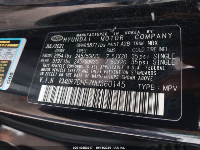 Photo 8 VIN: KM8R7DHE7NU360145 - HYUNDAI PALISADE 