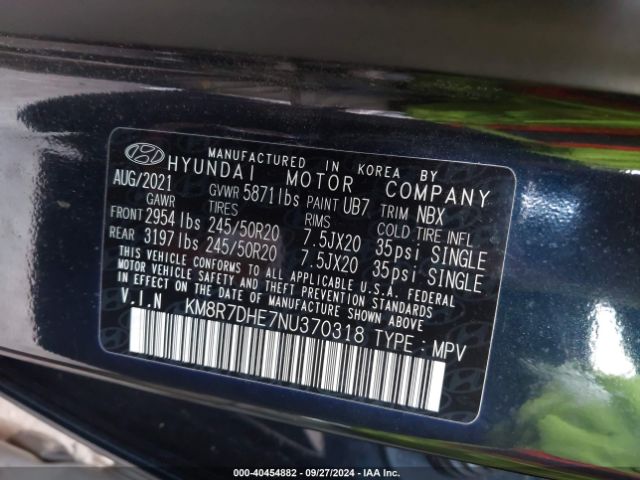 Photo 8 VIN: KM8R7DHE7NU370318 - HYUNDAI PALISADE 