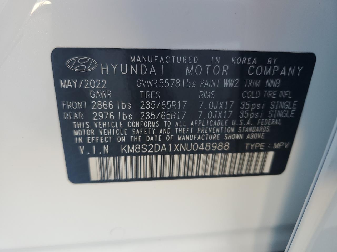 Photo 12 VIN: KM8S2DA1XNU048988 - HYUNDAI SANTA FE 