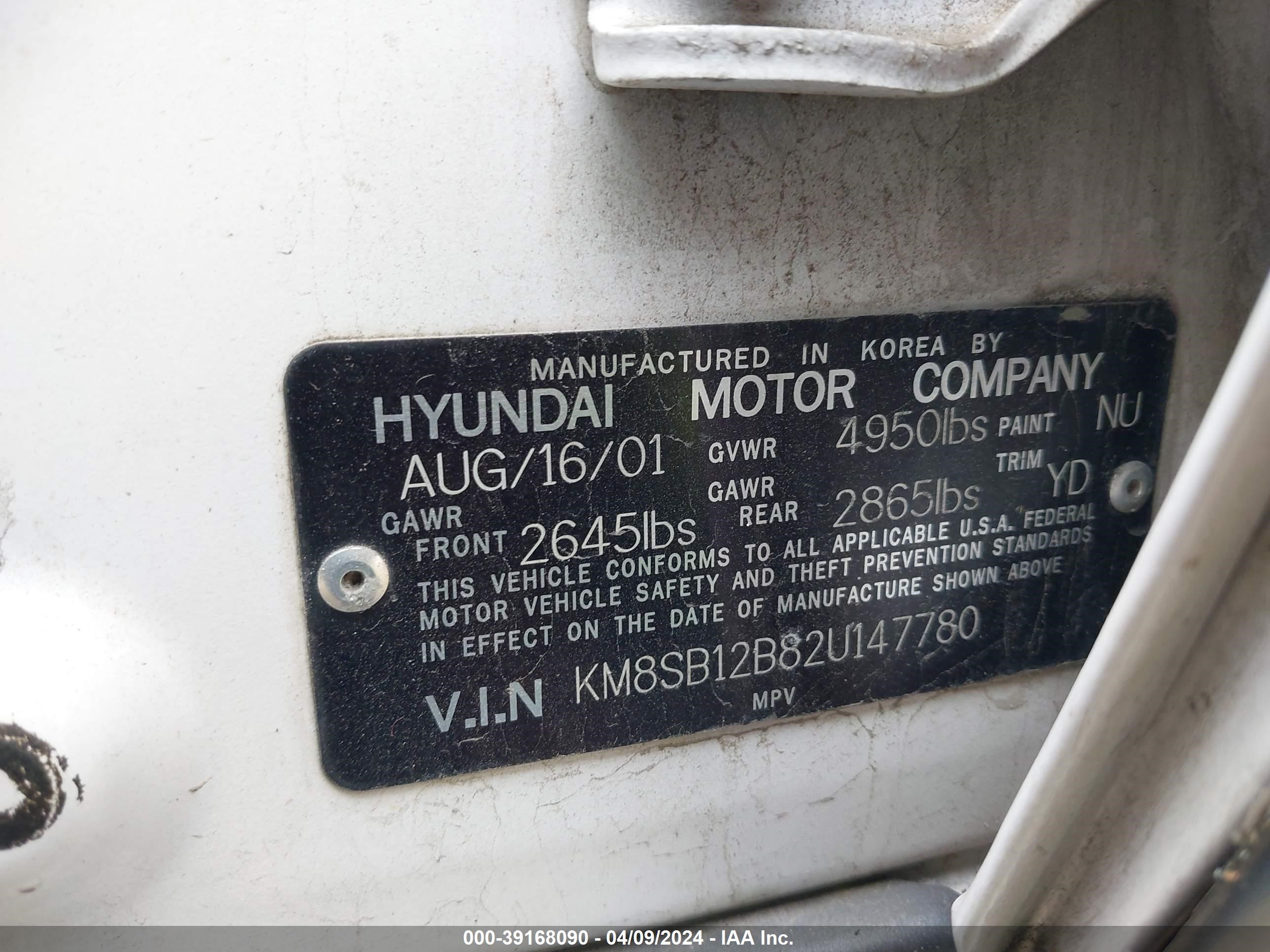 Photo 8 VIN: KM8SB12B82U147780 - HYUNDAI SANTA FE 