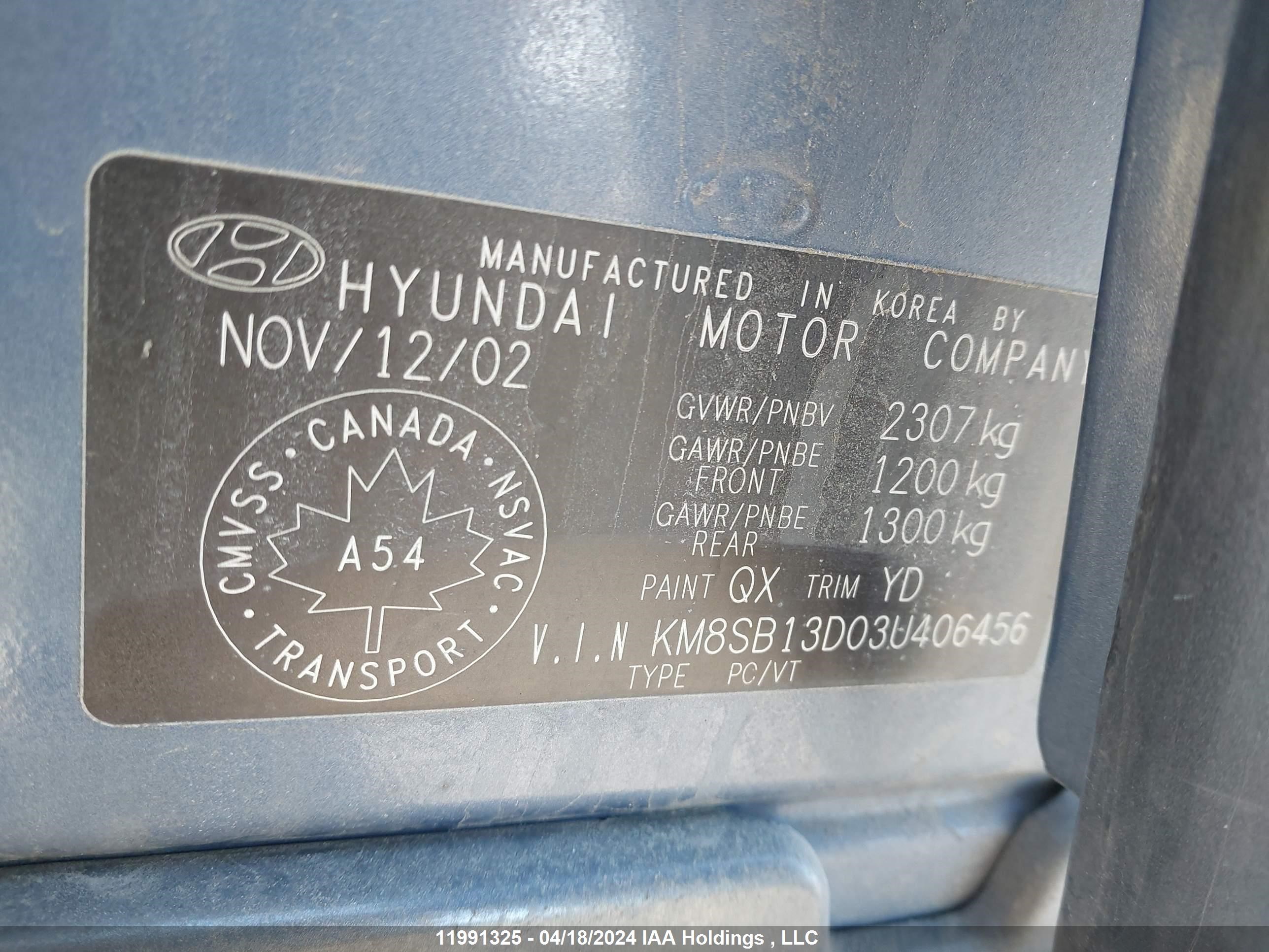 Photo 8 VIN: KM8SB13D03U406456 - HYUNDAI SANTA FE 