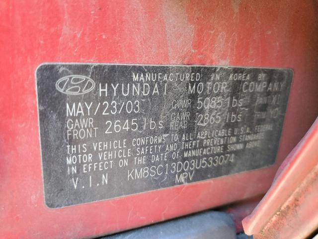 Photo 12 VIN: KM8SC13D03U533074 - HYUNDAI SANTA FE 