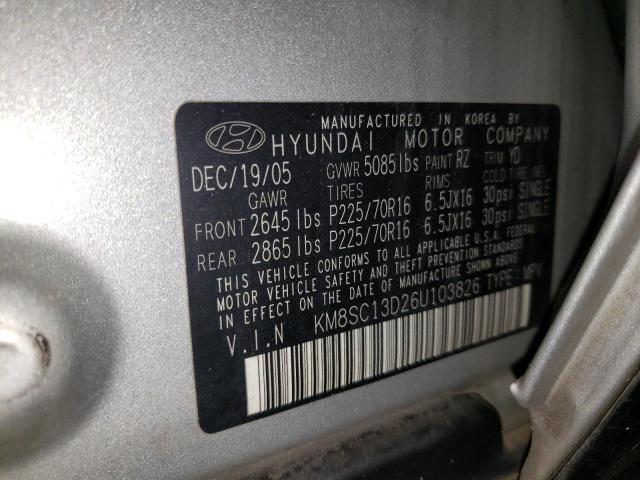 Photo 9 VIN: KM8SC13D26U103826 - HYUNDAI SANTA FE 