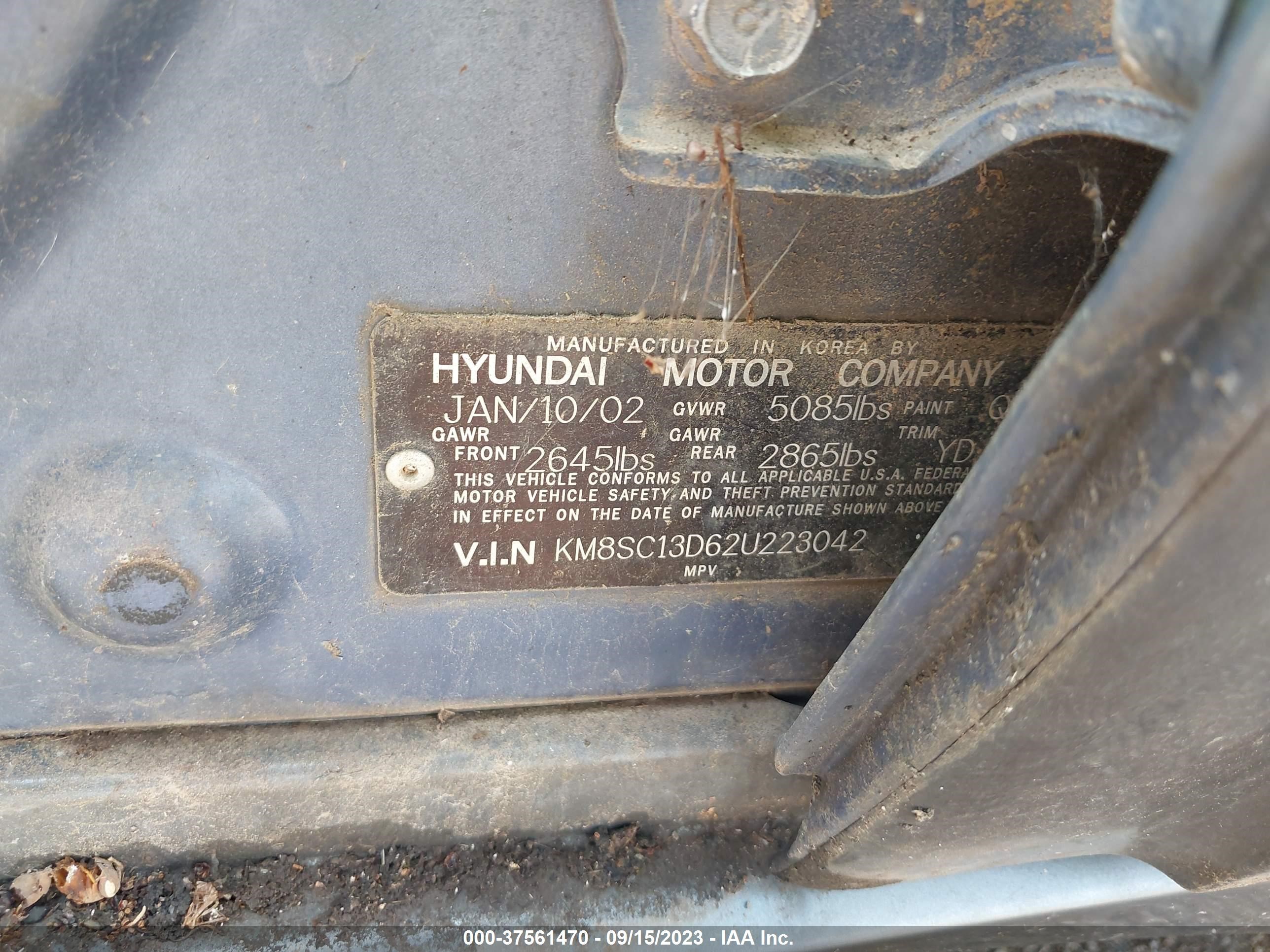 Photo 8 VIN: KM8SC13D62U223042 - HYUNDAI SANTA FE 