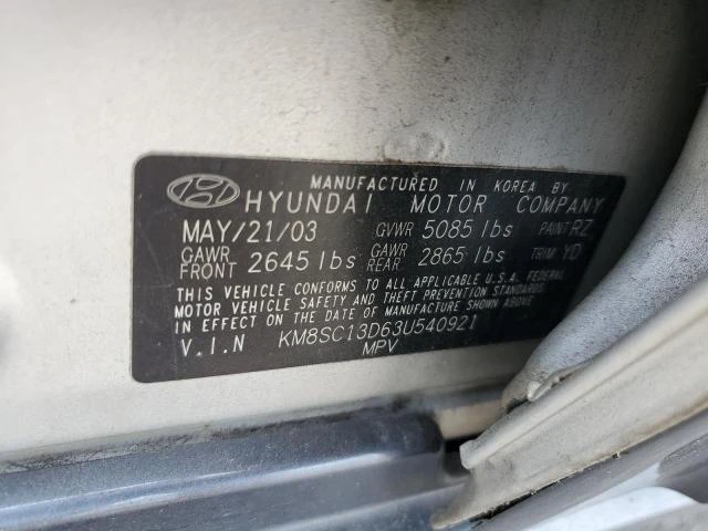 Photo 12 VIN: KM8SC13D63U540921 - HYUNDAI SANTA FE G 