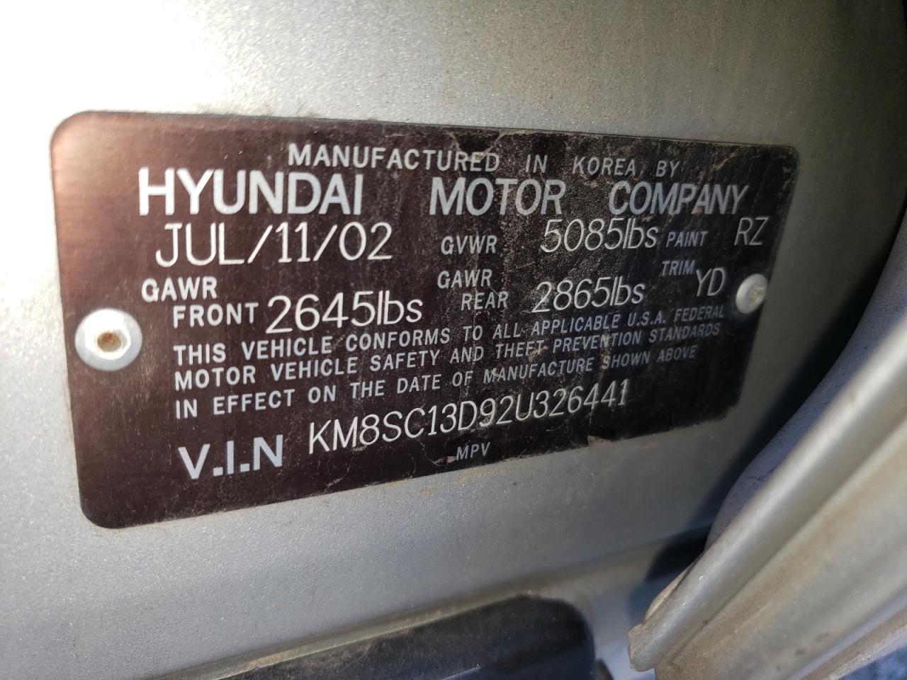 Photo 11 VIN: KM8SC13D92U326441 - HYUNDAI SANTA FE 