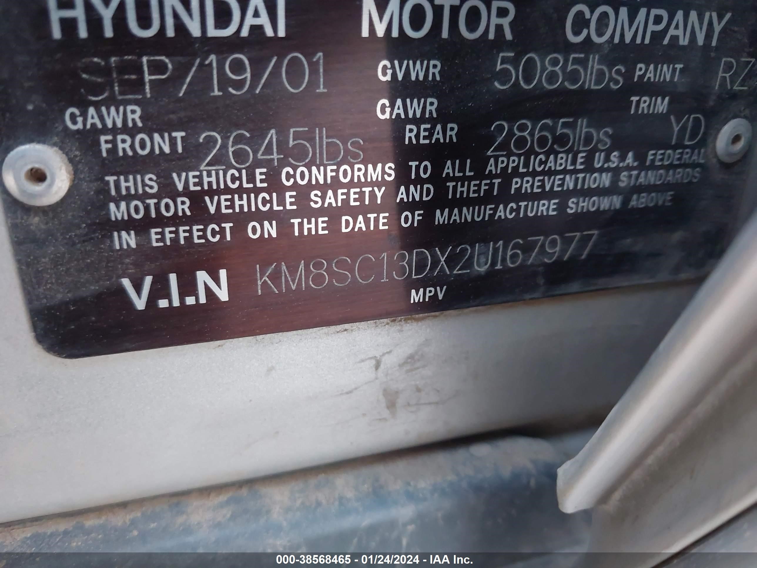 Photo 8 VIN: KM8SC13DX2U167977 - HYUNDAI SANTA FE 