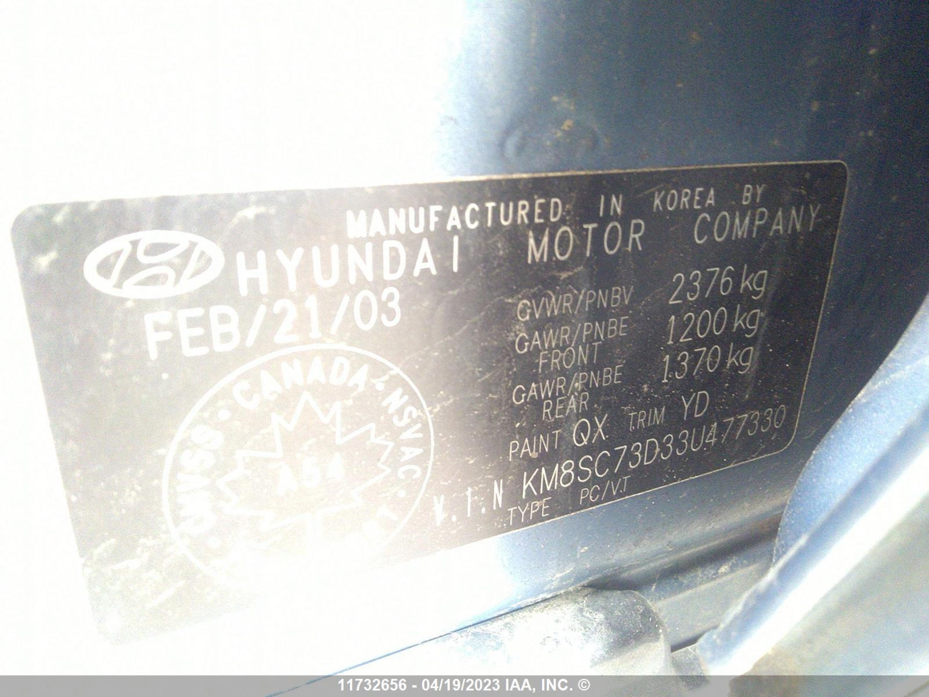 Photo 8 VIN: KM8SC73D33U477330 - HYUNDAI SANTA FE 