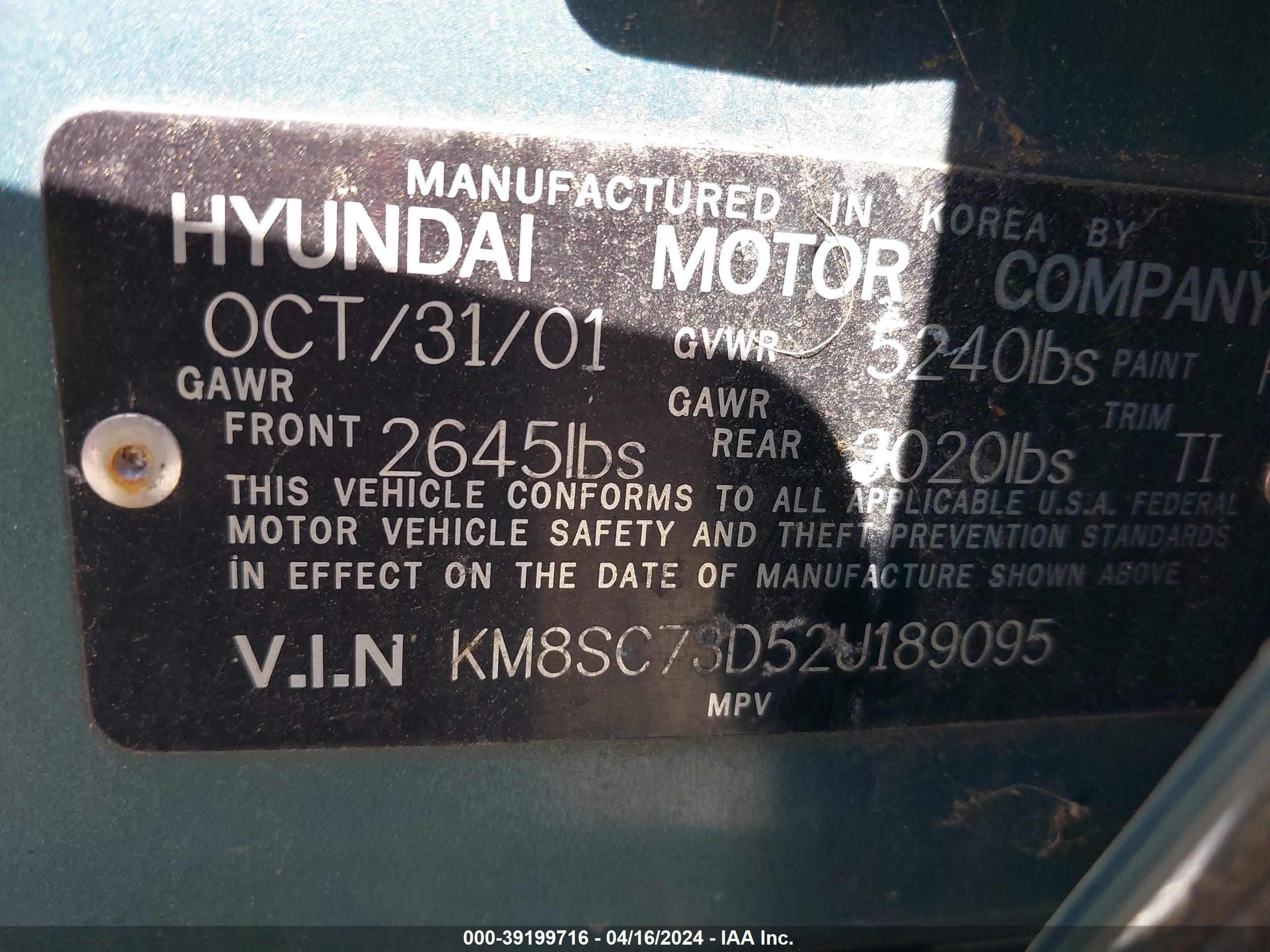 Photo 8 VIN: KM8SC73D52U189095 - HYUNDAI SANTA FE 