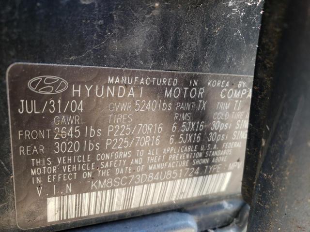 Photo 9 VIN: KM8SC73D84U851724 - HYUNDAI SANTA FE G 