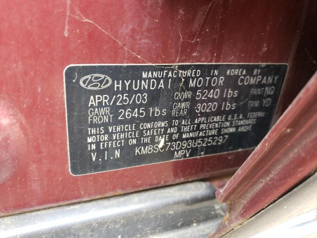 Photo 9 VIN: KM8SC73D93U525297 - HYUNDAI SANTA FE G 