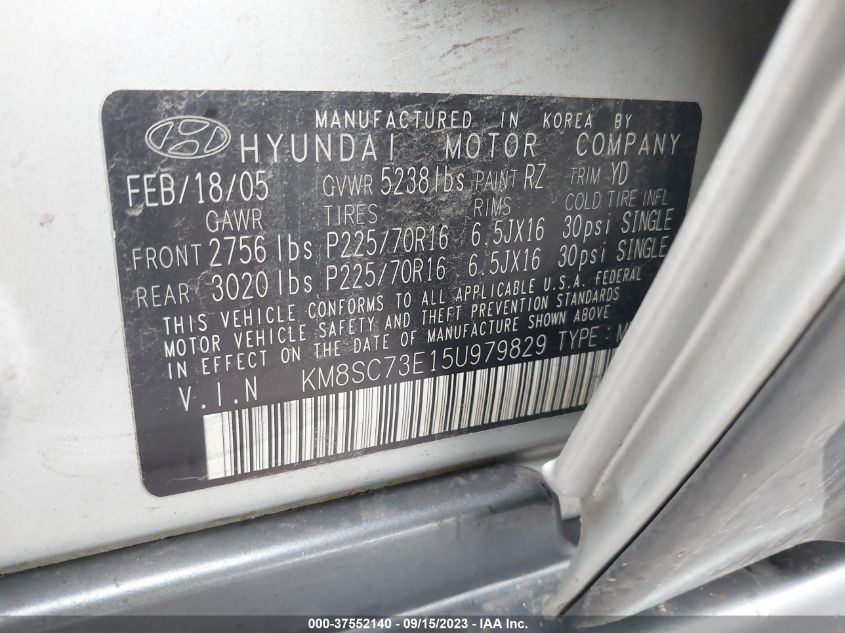 Photo 8 VIN: KM8SC73E15U979829 - HYUNDAI SANTA FE 