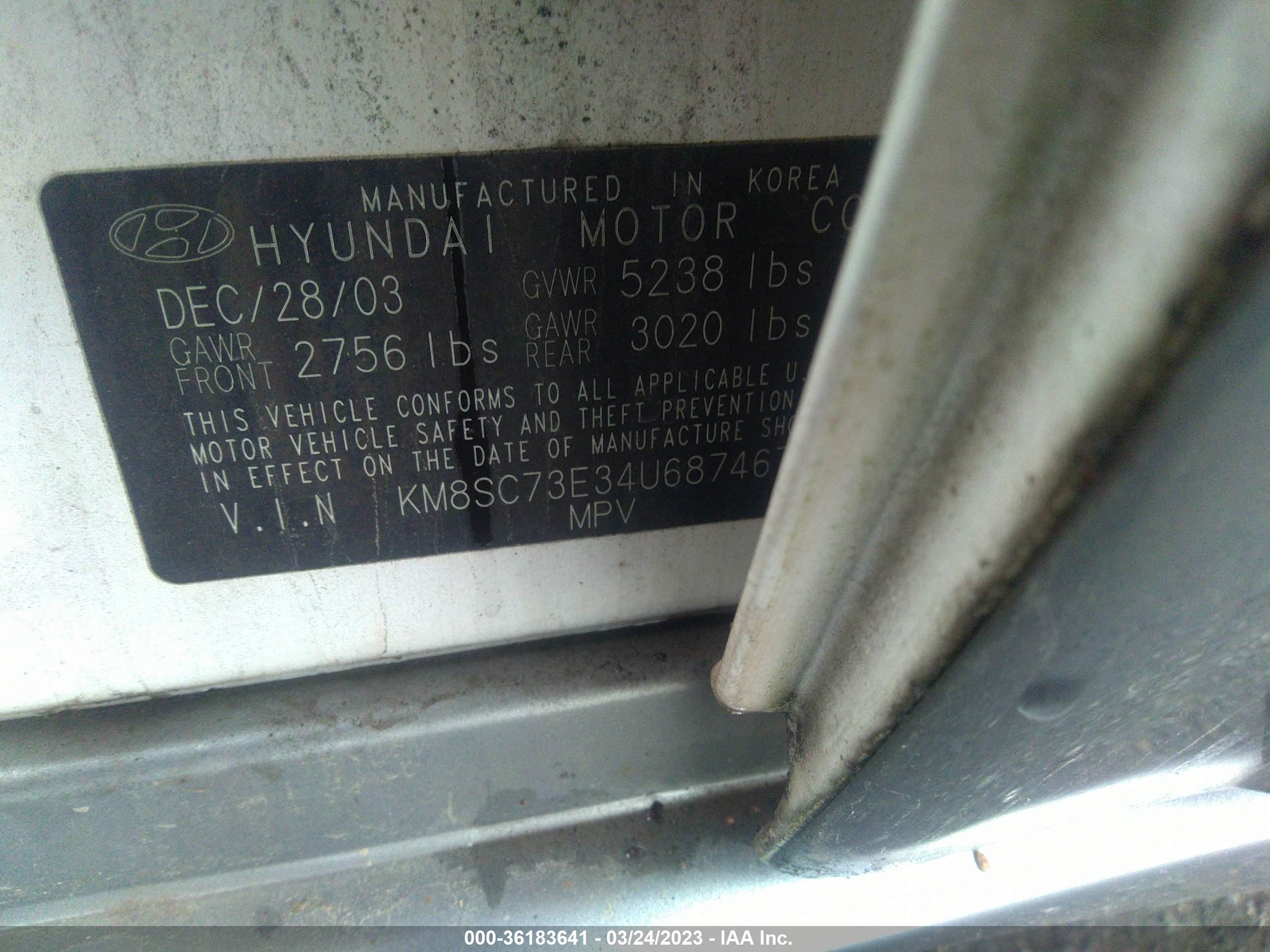 Photo 8 VIN: KM8SC73E34U687467 - HYUNDAI SANTA FE 