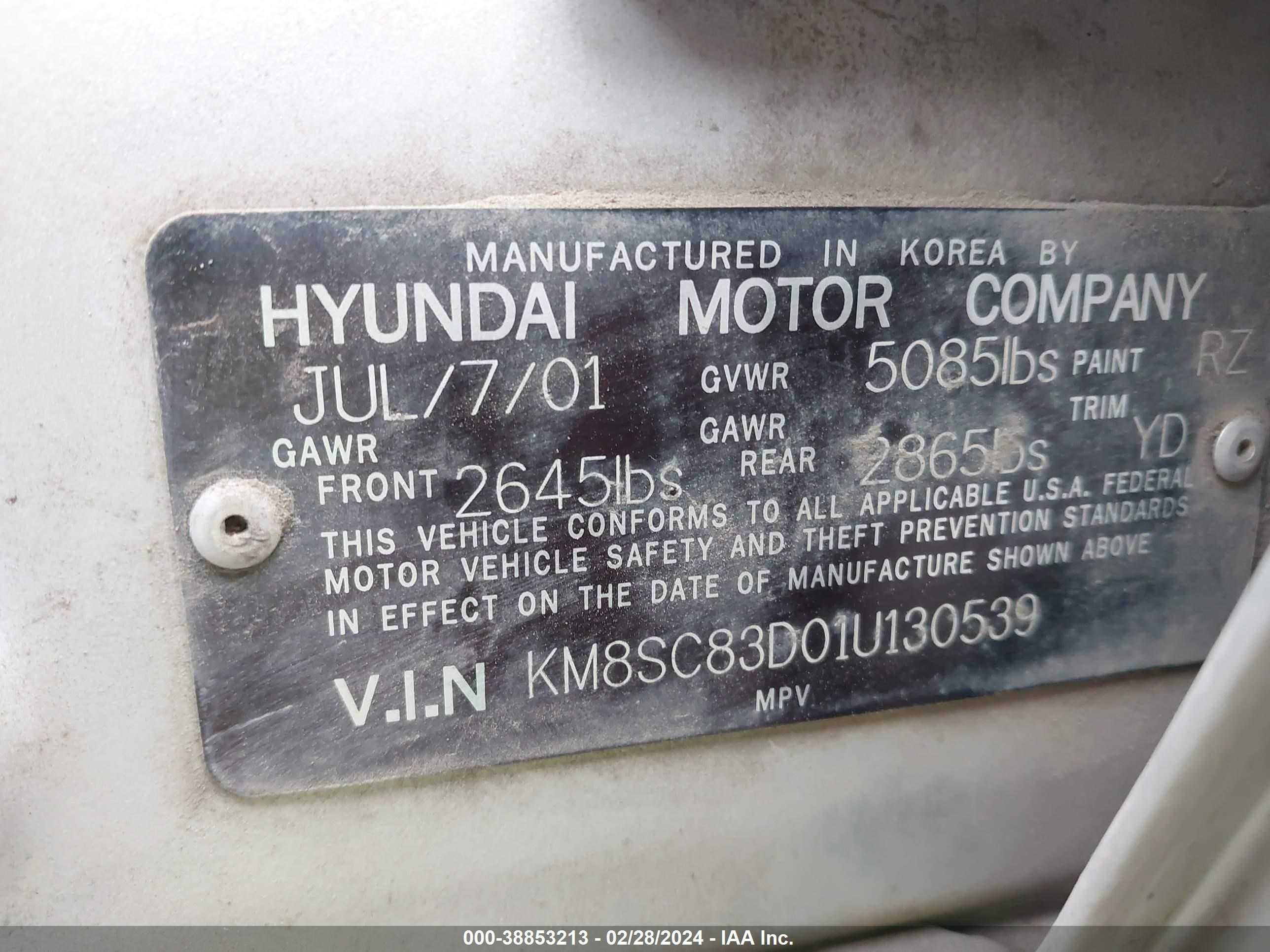 Photo 8 VIN: KM8SC83D01U130539 - HYUNDAI SANTA FE 