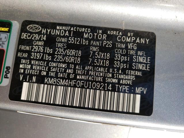 Photo 9 VIN: KM8SM4HF0FU109214 - HYUNDAI SANTA FE G 