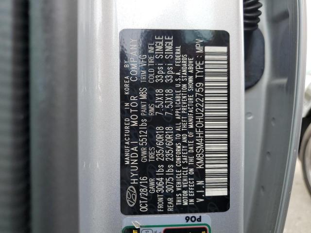 Photo 12 VIN: KM8SM4HF0HU222759 - HYUNDAI SANTA FE 