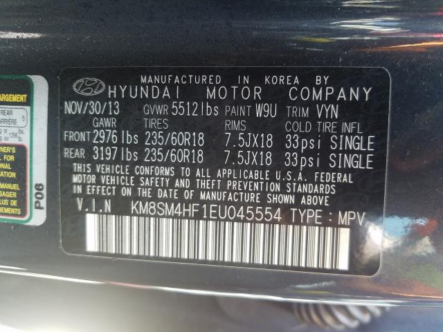 Photo 9 VIN: KM8SM4HF1EU045554 - HYUNDAI SANTA FE 