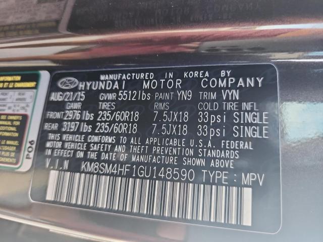 Photo 9 VIN: KM8SM4HF1GU148590 - HYUNDAI SANTA FE S 