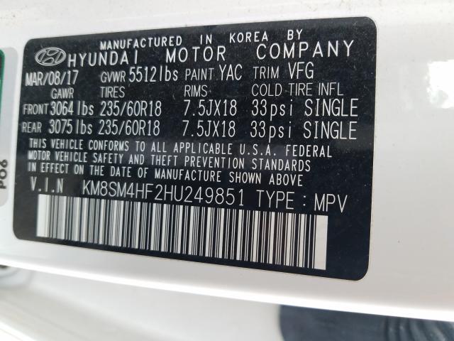 Photo 9 VIN: KM8SM4HF2HU249851 - HYUNDAI SANTA FE S 