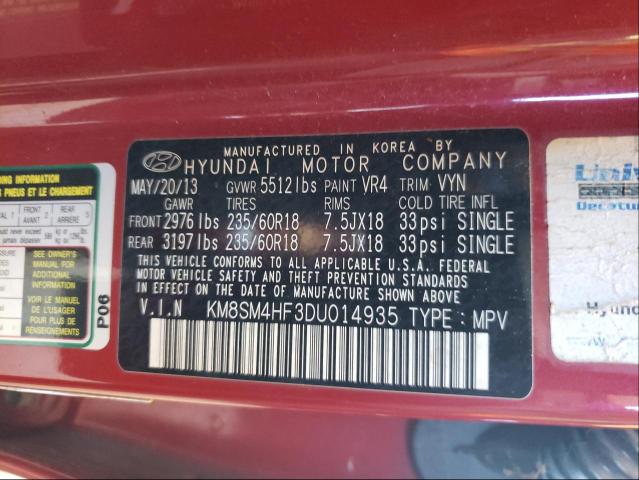 Photo 9 VIN: KM8SM4HF3DU014935 - HYUNDAI SANTA FE G 