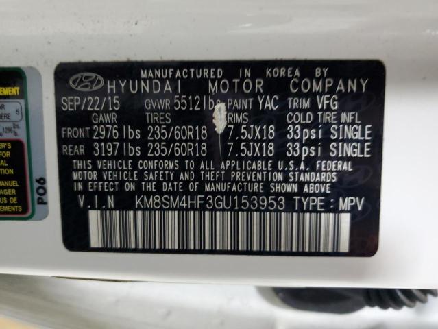 Photo 12 VIN: KM8SM4HF3GU153953 - HYUNDAI SANTA FE S 