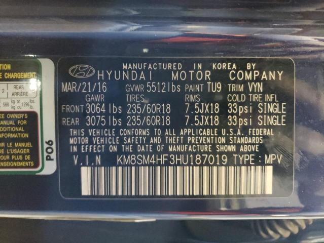 Photo 12 VIN: KM8SM4HF3HU187019 - HYUNDAI SANTA FE 